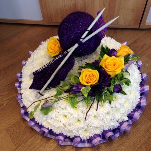 Posy Pad based, Knitting Theme Bespoke Funeral Tribute